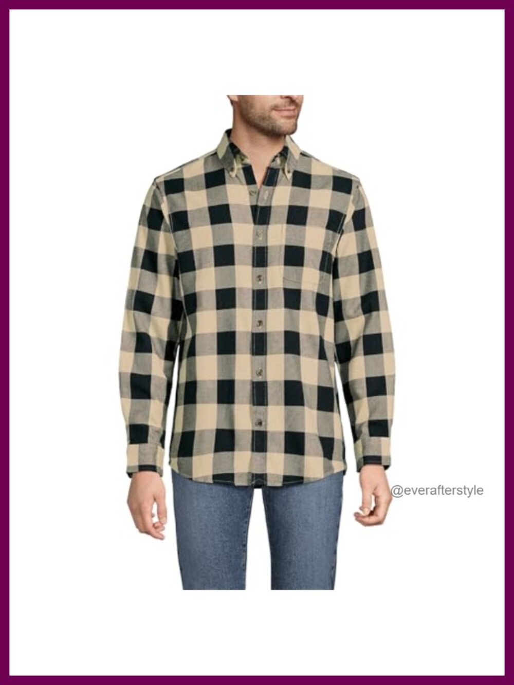 Lands' End Flannel Button Down Shirt 100% Cotton Classic Fit